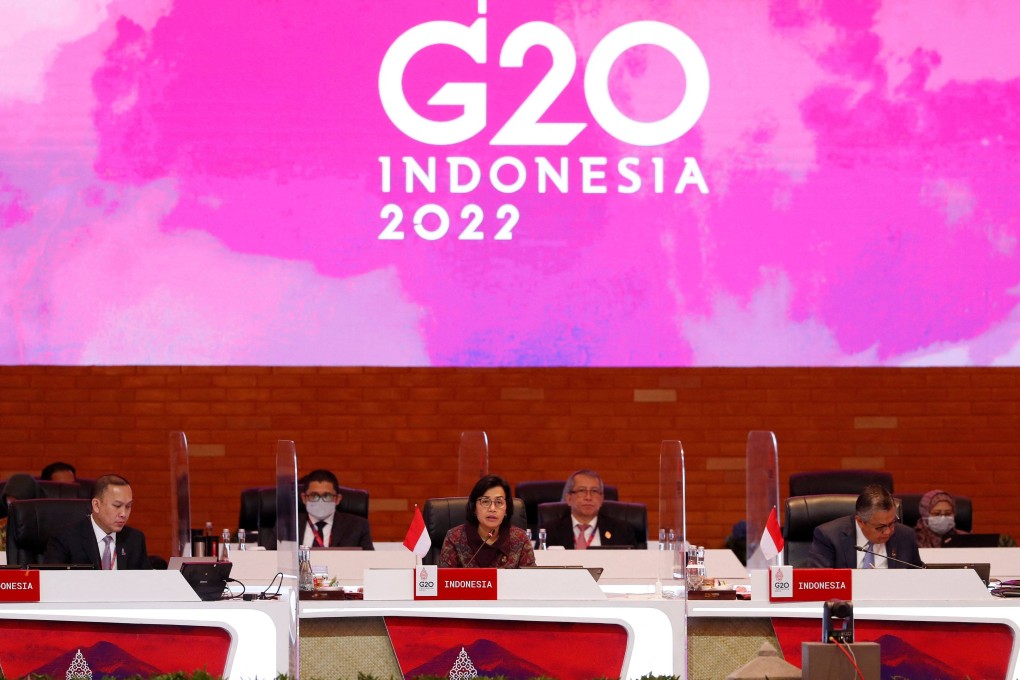 Indonesia’s Finance Minister Sri Mulyani Indrawati delivers a speech during the opening of the meeting in Nusa Dua. Photo: AFP