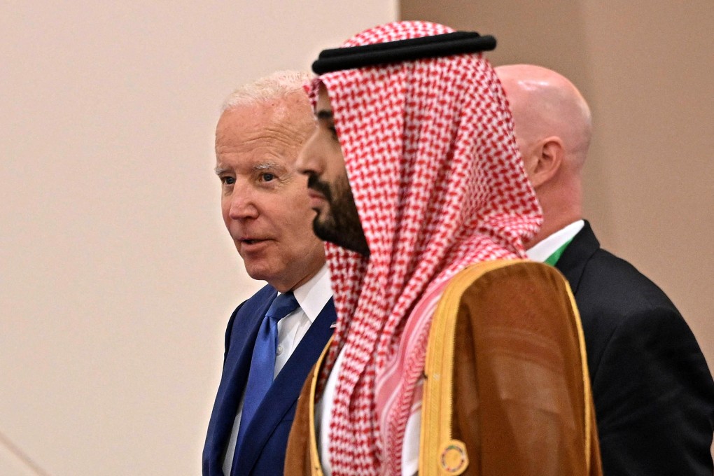 US President Joe Biden and Saudi Crown Prince Mohammed bin Salman in Jeddah, Saudi Arabia, on Saturday. Photo: via Reuters