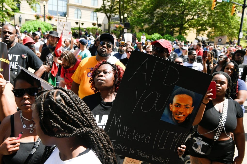 Demonstrators protest against the Akron police shooting death of black man Jayland Walker in Ohio on July 3. Photo: Reuters