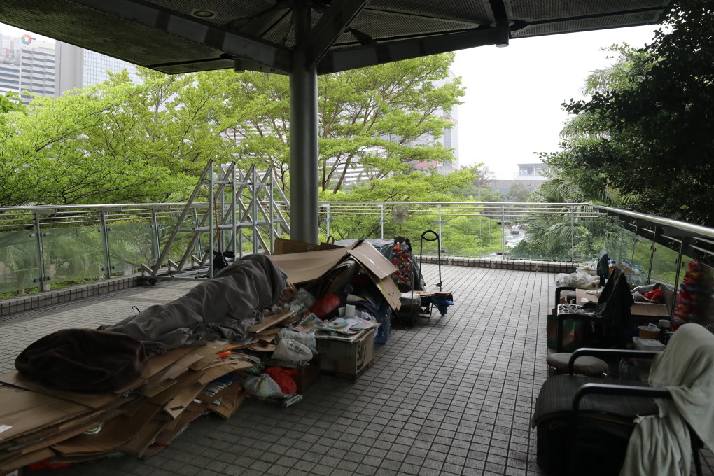 An unhoused person sleeps rough in Central on April 1. Neglecting Hong Kong’s widespread wealth inequality issues could have long-term effects on the physical and mental health of the populace. Photo: Xiaomei Chen