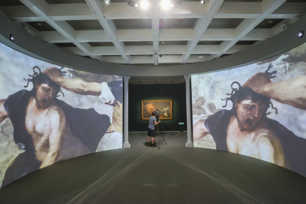 An animated version of Luca Giordano’s painting Perseus and Medusa is shown in a semi-circular format at the Hong Kong Museum of Art’s “The Road to the Baroque” exhibition. Photo: Nora Tam