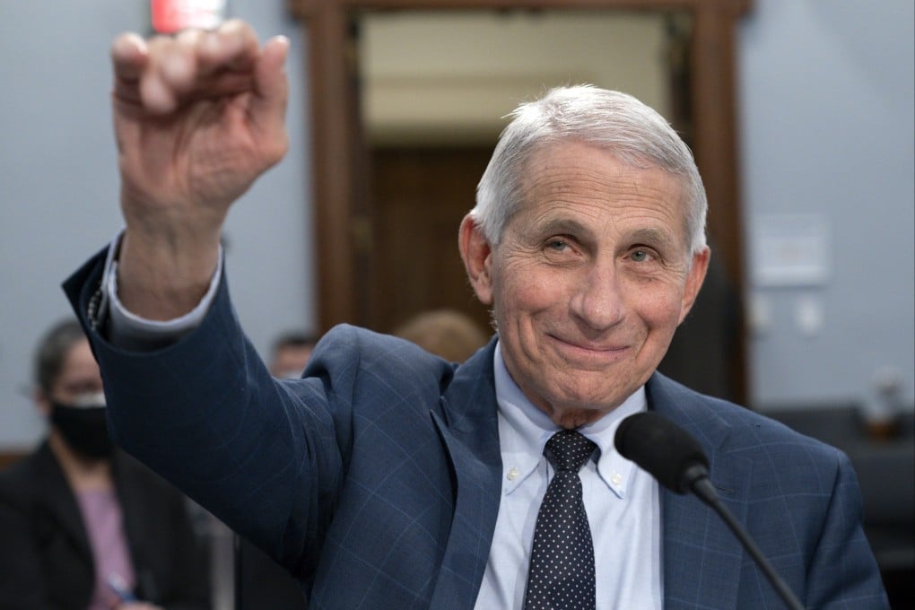 Dr Anthony Fauci, Director of the US National Institute of Allergy and Infectious Diseases, waves at the start of a House subcommittee hearing in May. Photo: AP
