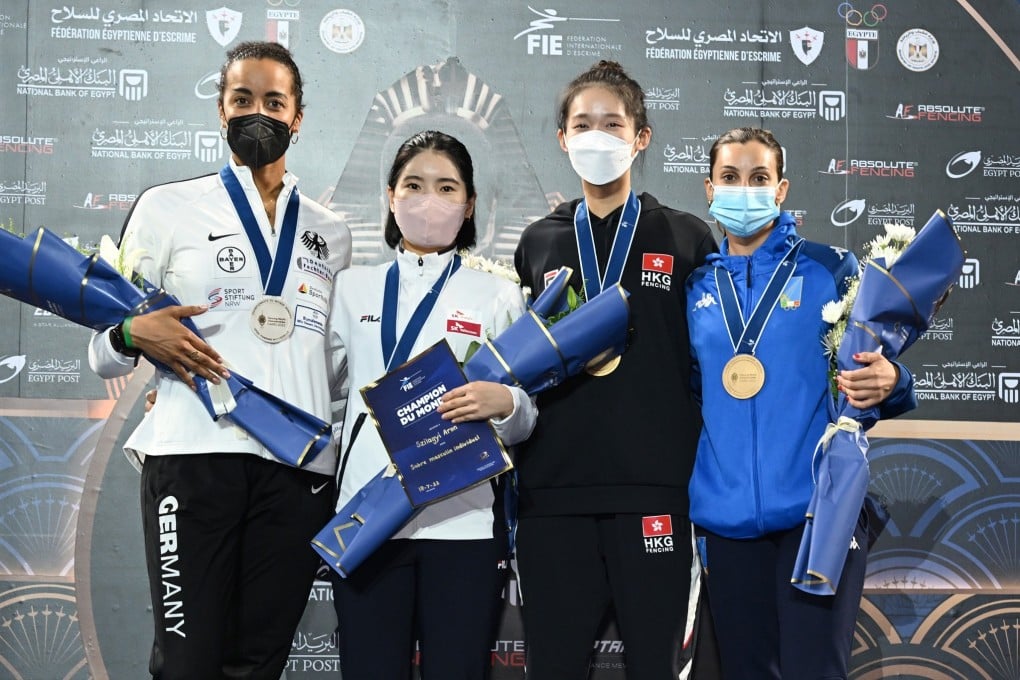 The women’s epee medal ceremony. Photo: FIE