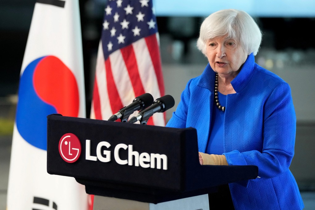 US Treasury Secretary Janet Yellen speaks at the LG Science Park in Seoul on Tuesday. Photo: Reuters