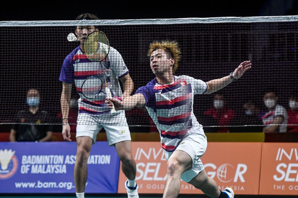 Reginald Lee Chun-hei (front) and his partner Law Cheuk-him at the 2022 Asia Team Championships. Photo: Badminton Asia