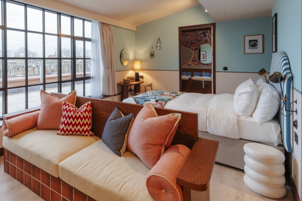 A room at the Room2 Chiswick hotel, in London, England. The property claims to be the first hotel in the world to achieve whole-life carbon net zero and is a prime example of sustainable transparency. Photo: Room2 Chiswick