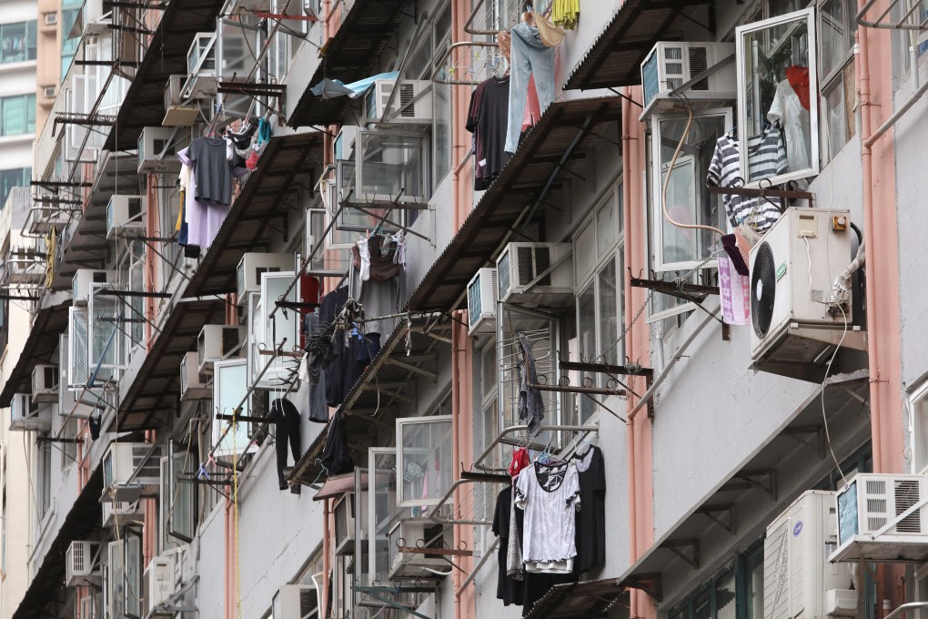 Air-conditioners installed at a public housing estate in Tsuen Wan on 17 April 2018. Photo: Sam Tsang
