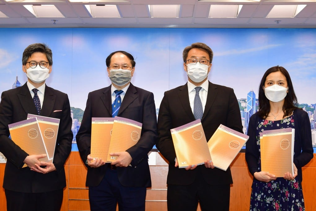 Members of the Law Reform Commission’s cybercrime subcommittee (from left) Wesley Wong SC, Dr Chow Kam-pui, Derek Chan SC and Cindy Cheuk. Photo: Handout
