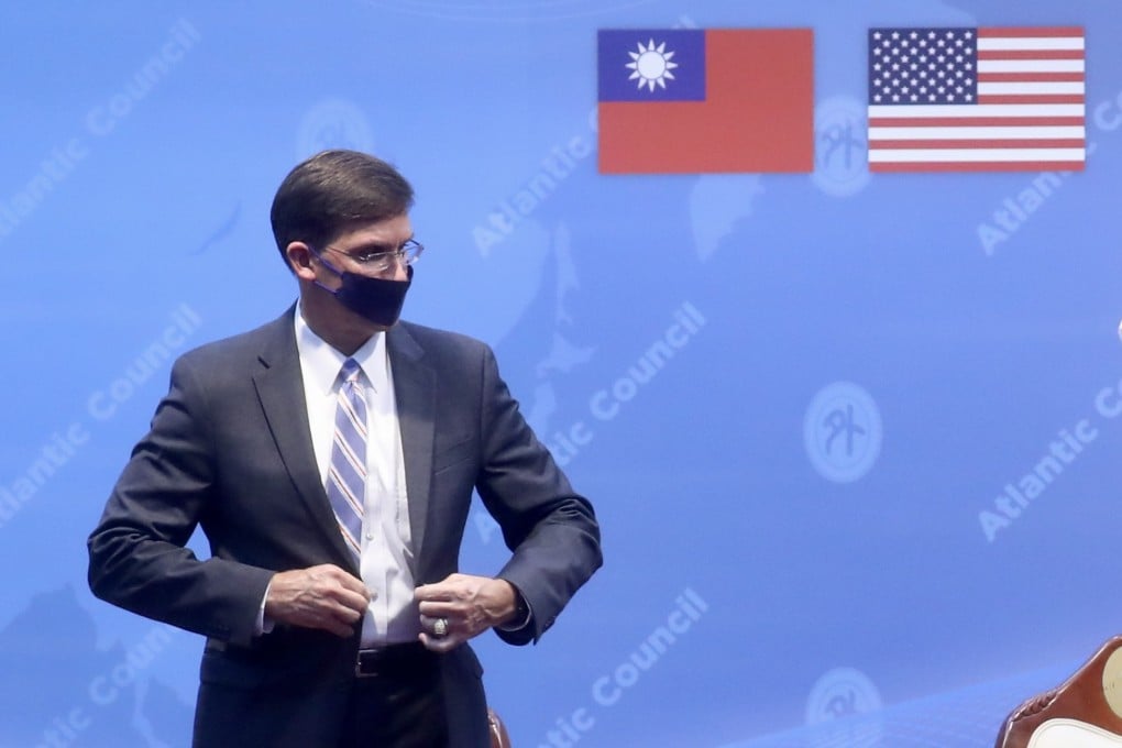 Former United States secretary of defence Mark Esper attends a press conference in Taipei on July 19 during a trip to discuss US-Taiwan relations. Photo: EPA-EFE