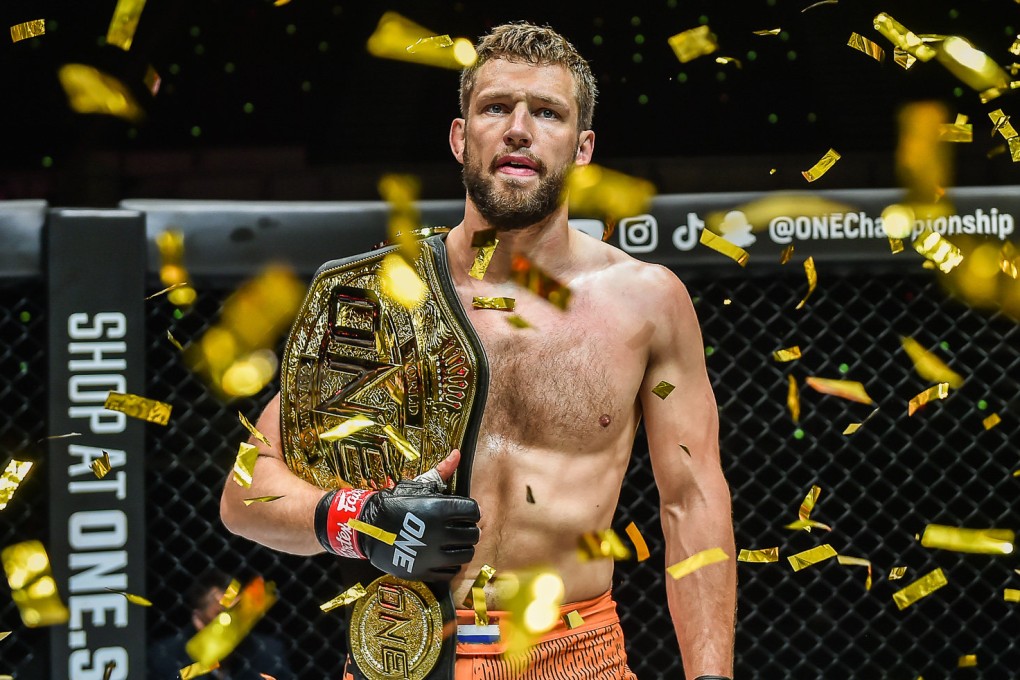 Reinier de Ridder celebrates after retaining his middleweight title at ONE 159.