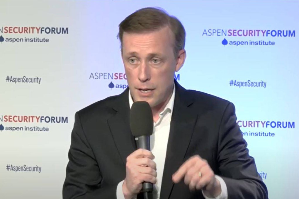 US National Security Adviser Jake Sullivan speaking on Friday in Aspen, Colorado. Photo: via YouTube