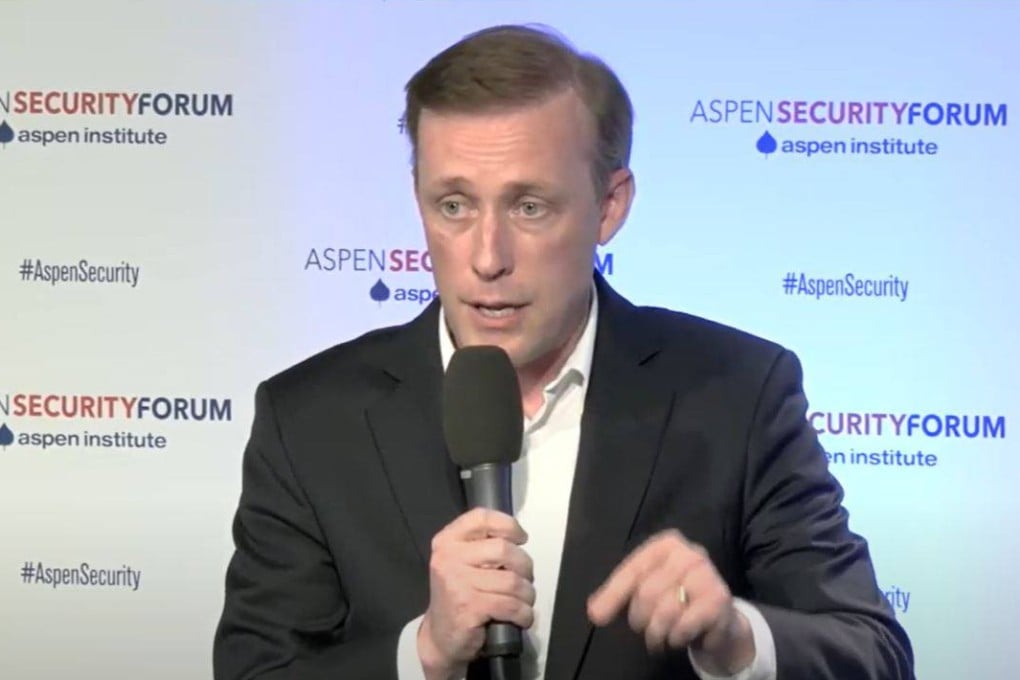 US National Security Adviser Jake Sullivan speaking on Friday in Aspen, Colorado. Photo: via YouTube