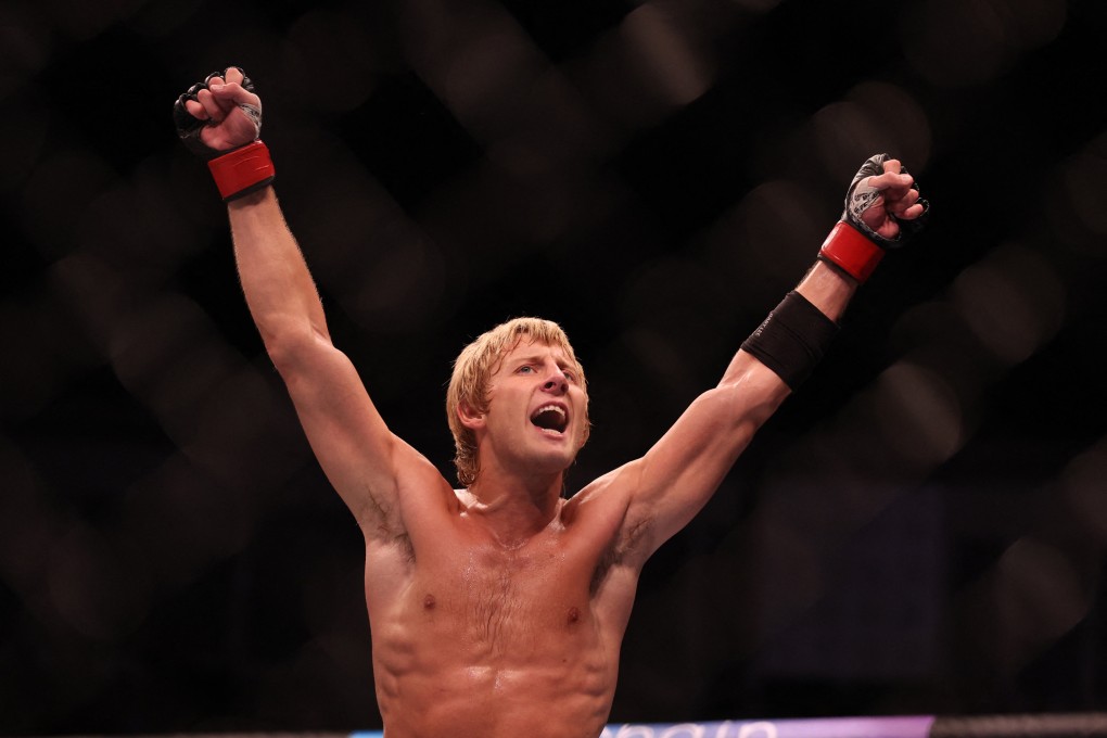 Paddy Pimblett celebrates after winning his fight against Jordan Leavitt. Photo: Action Images via Reuters