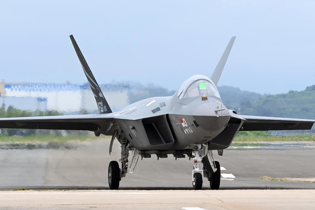 A KF-21 fighter taxis along during a demonstration at the headquarters of Korea Aerospace Industries, in Sacheon, South Korea. Photo: EPA-EFE