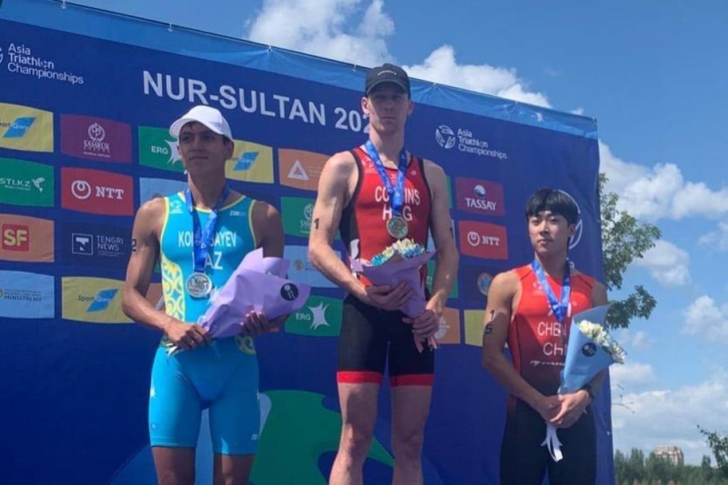 Oscar Coggins topped the podium at the Asia Junior and U23 Championships in Kazakhstan. Photo: Hong Kong Triathlon Association