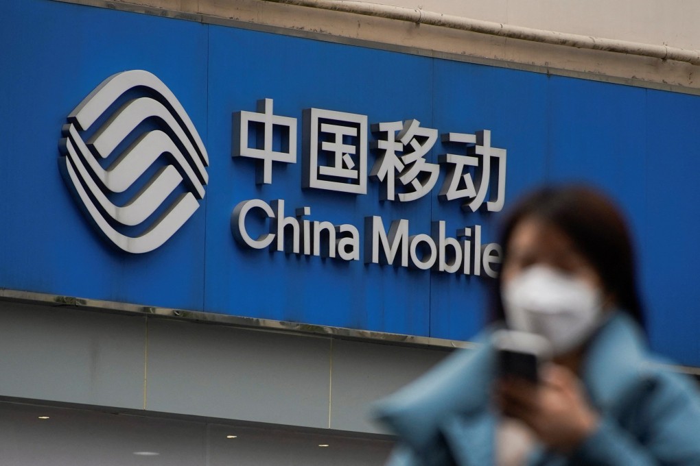 A sign of China Mobile seen on a street in Shanghai on January 4, 2022. Photo: Reuters