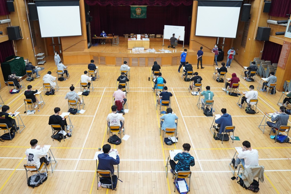 Diploma of Secondary Education candidates take the English exam on April 22 at Ying Wah College in Cheung Sha Wan. Photo: Handout