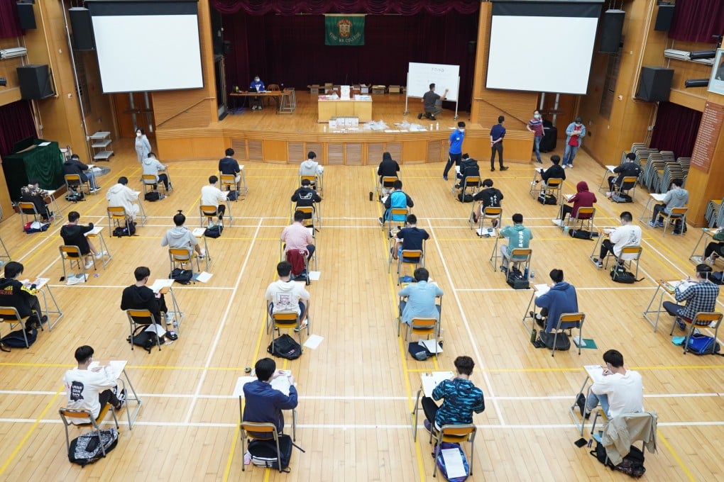 Diploma of Secondary Education candidates take the English exam on April 22 at Ying Wah College in Cheung Sha Wan. Photo: Handout
