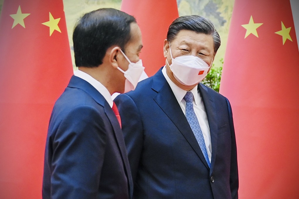 Chinese President Xi Jinping with Indonesian counterpart Joko Widodo in Beijing on July 26. Photo: EPA-EFE