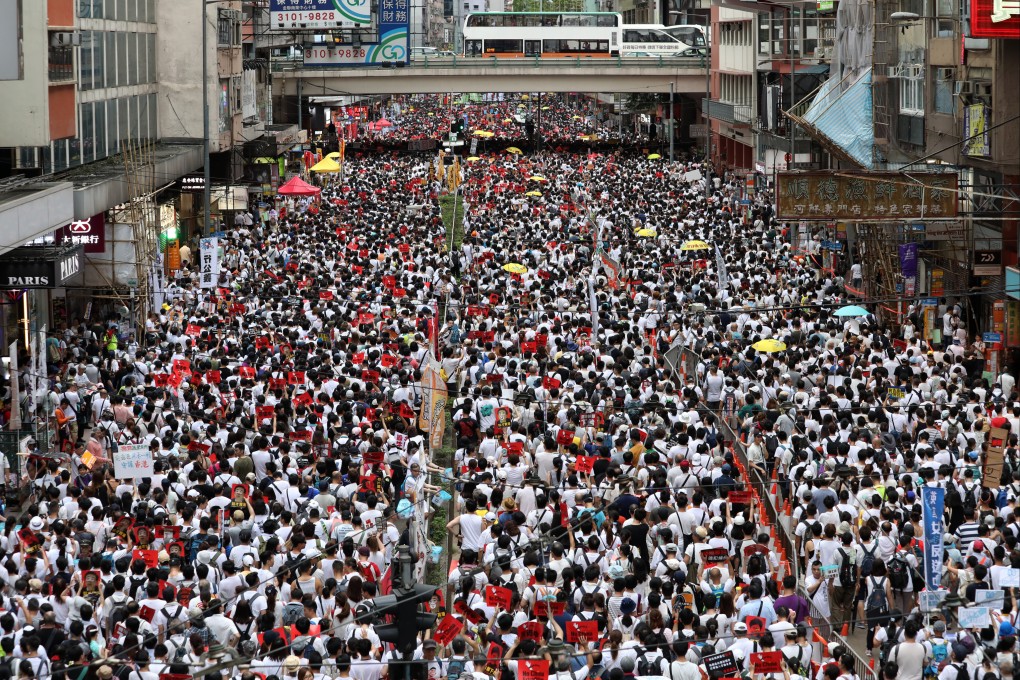 Thousands of people march in Causeway Bay during a protest against the extradition bill in 2019 . Photo: Robert Ng