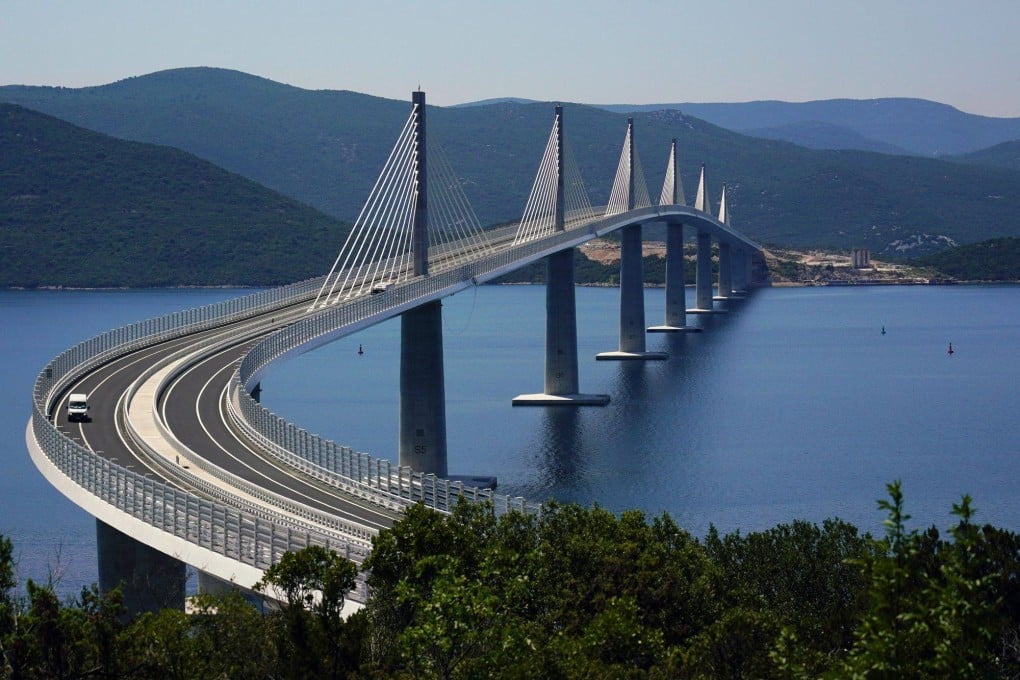 Croatia’s newly opened Pelješac Bridge, built by a Chinese company, allows motoriists to bypass a strip of Bosnian territory to get to the Pelješac peninsula and Dubrovnik. Photo: Bloomberg