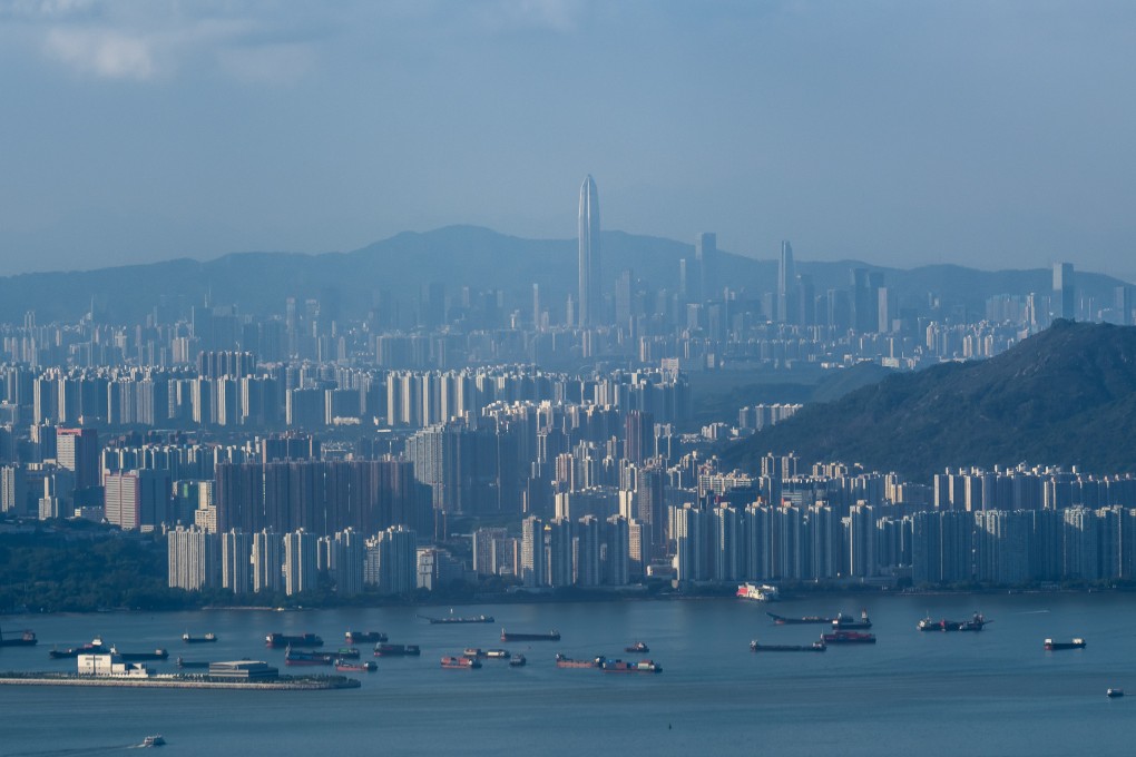A view of skyscrapers in Shenzhen beyond residential buildings in Hong Kong on June 24. Photo: Bloomberg