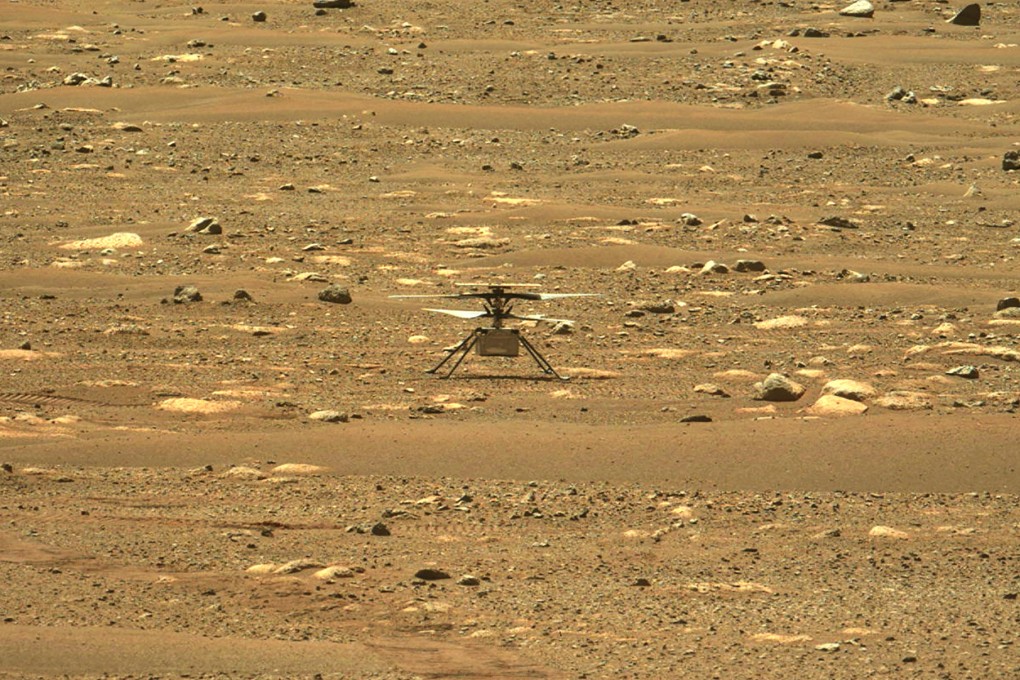 Two new helicopters will be modeled after Nasa’s successful Ingenuity (pictured), which has made 29 flights since arriving with Perseverance at Mars early last year. File photo: Nasa