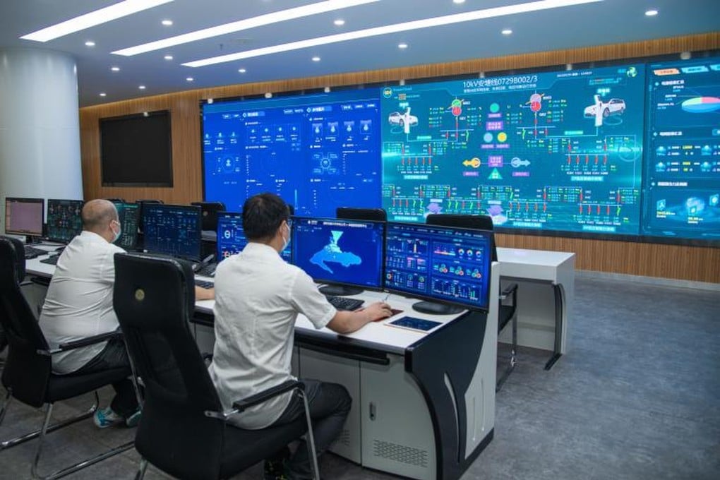 The control room in Urumqi, Xinjiang, where the use of artificial intelligence is tested in a local community power grid. Photo: State Grid Xinjiang Electric Power Company