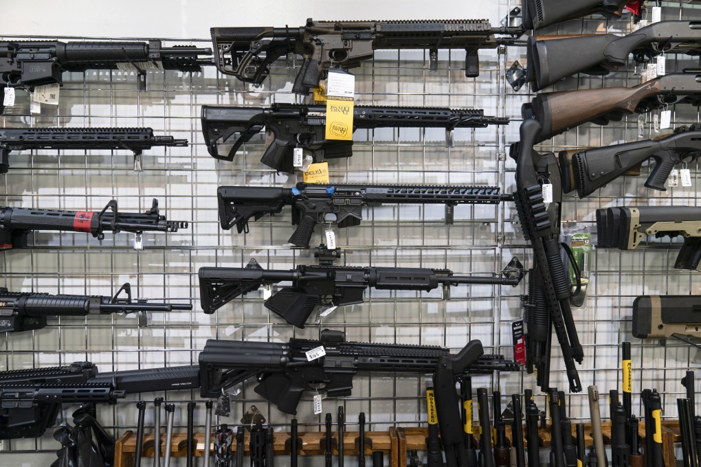 AR-15-style rifles are on display at Burbank Ammo & Guns in Burbank, California in June. Photo: AP