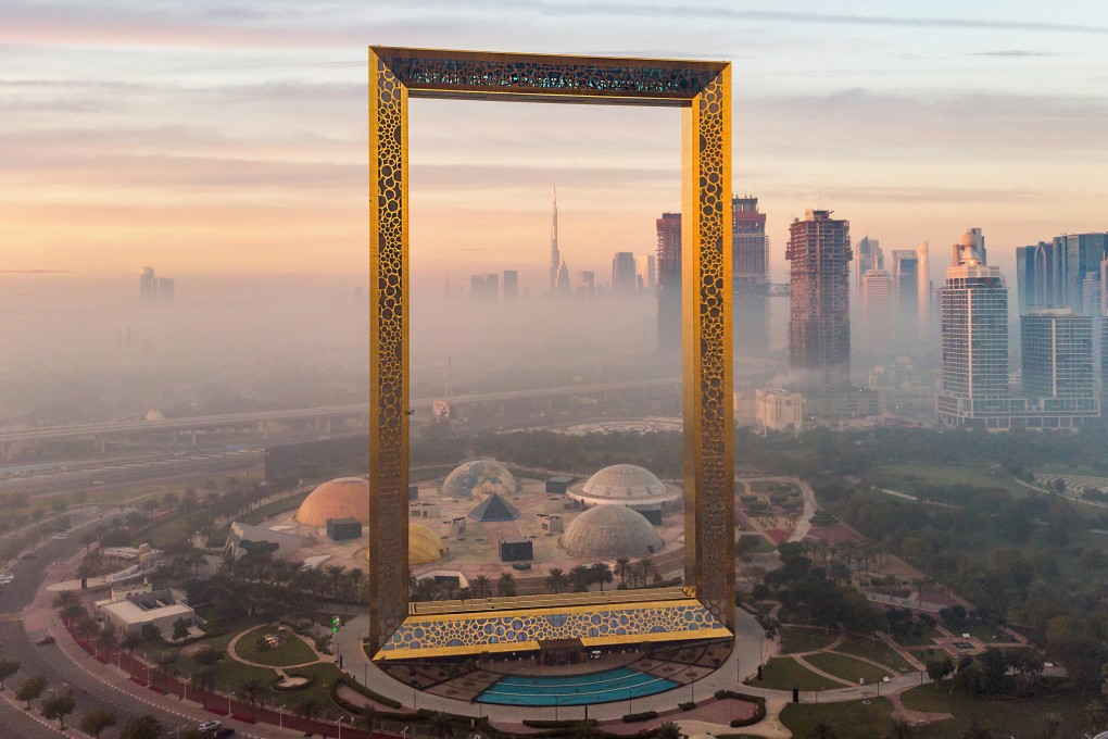 The Dubai Frame in Dubai, in the United Arab Emirates, features specially designed solar panels that cover about 1,200 square metres of its surface. Photo: Shutterstock