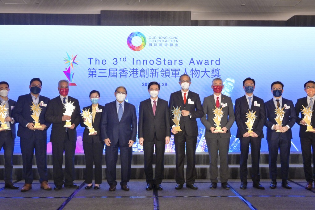 Hong Kong Chief Executive John Lee Ka-chiu (centre) attended the third InnoStars Award presentation ceremony on July 29. Photo: Handout