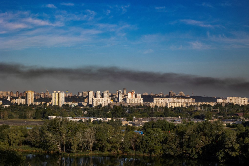 Smoke rises over Kyiv on Thursday after Russian missile strikes on the Ukrainian capital’s outskirts. Photo: Reuters