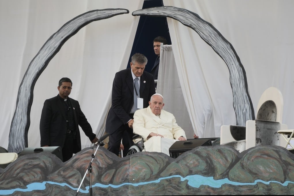Pope Francis at Nakasuk Elementary School Square in Iqaluit, Canada on Friday. Photo: AP
