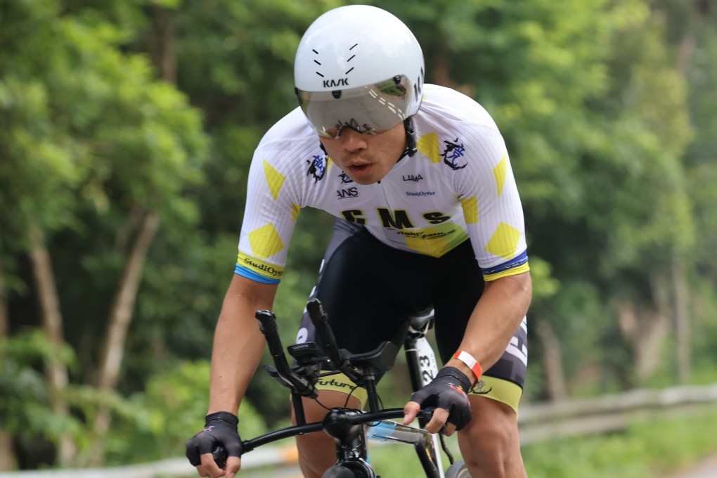 Ko Siu-wai in action during the time trial at the junction between Brides Pool Road and Wu Kau Tang in Tai Po. Photo: Dickson Lee