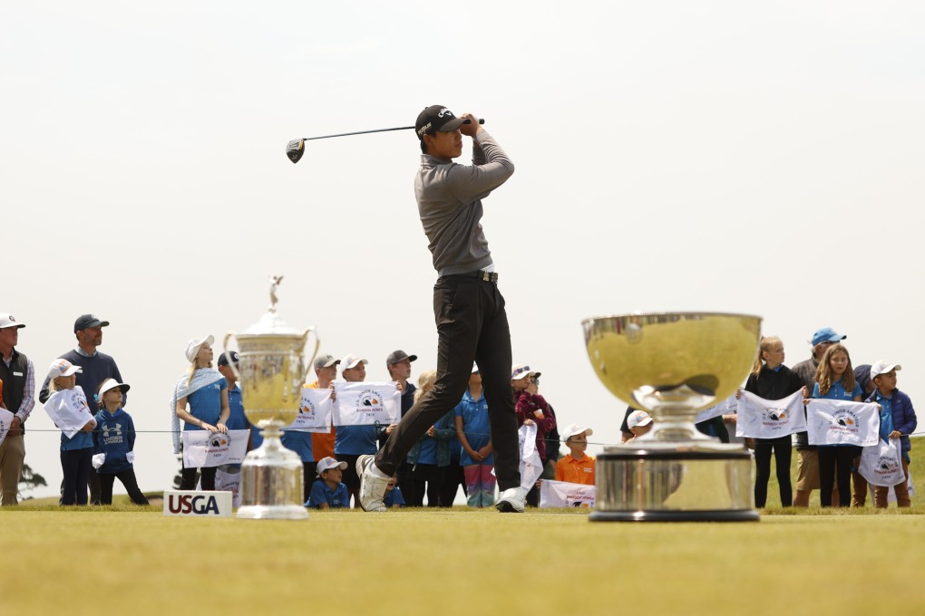 Wenyi Ding hits his tee shot on hole 19 during the final round at the US Junior. Photo: USGA