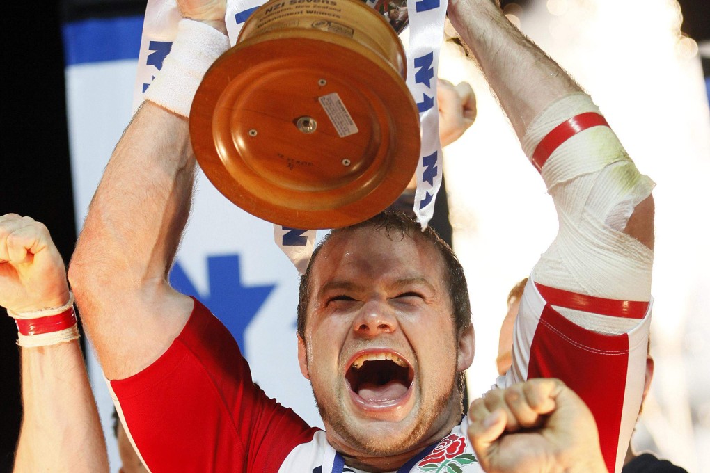 England captain Ollie Phillips celebrates beating New Zealand in the IRB Sevens World Series final rugby match in Wellington in February, 2009. Photo: Reuters