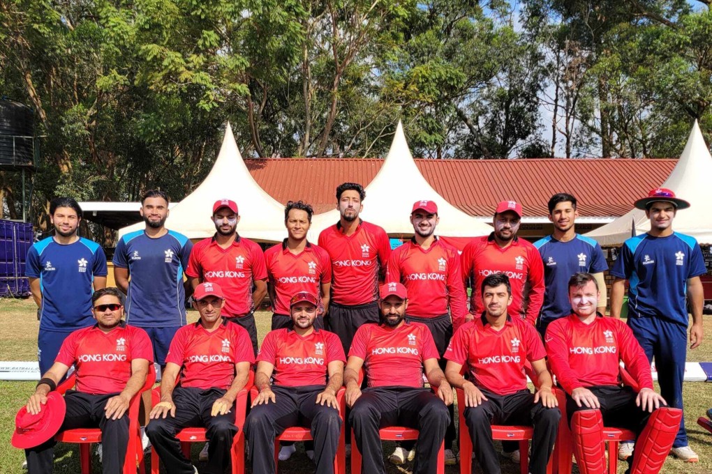 The Hong Kong team before their Challenge League B game against Kenya. Photo: Cricket Hong Kong