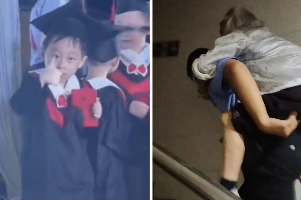 Internet delighted by little boy showing off his kindergarten graduation certificate and a kind police officer carries a lost old lady on his back to find her home. Photo: Handout