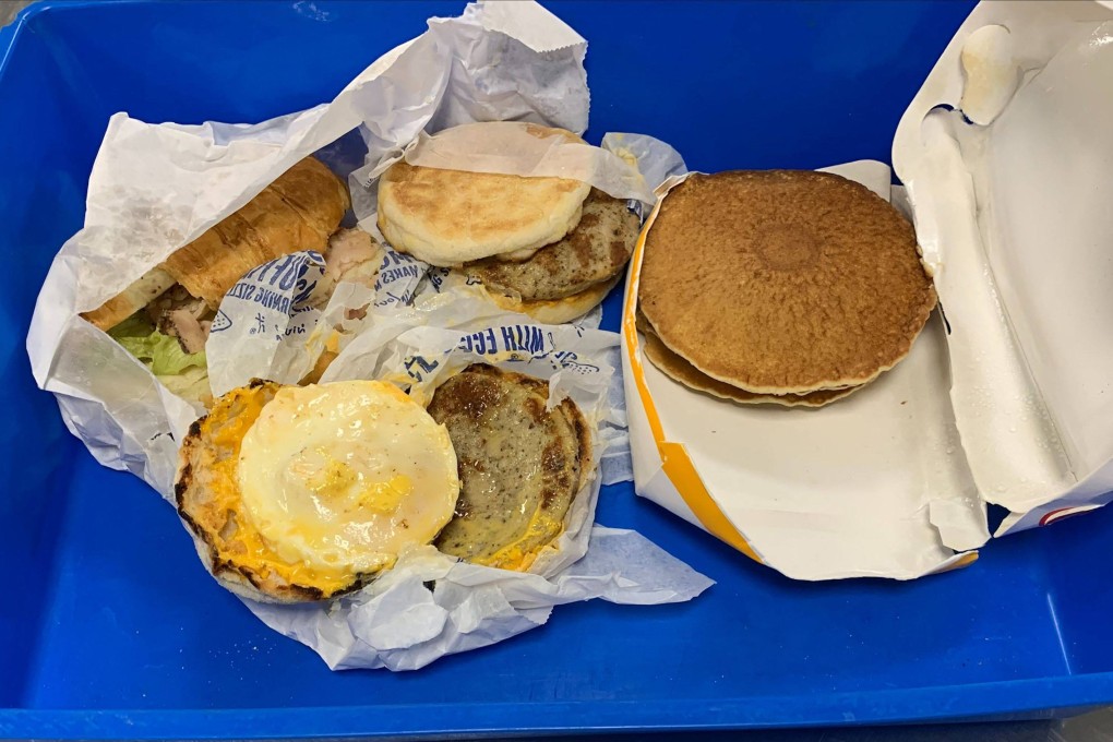 The McDonald’s breakfast food items that were seized by Australian border guards from a traveller arriving from Indonesia. Photo: Australian Ministry of Agriculture Handout via AFP