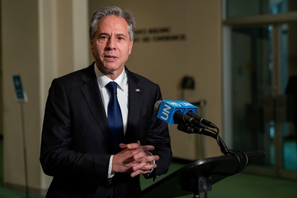 US. Secretary of State Antony Blinken at the United Nations headquarters in New York on Monday. Photo: Reuters