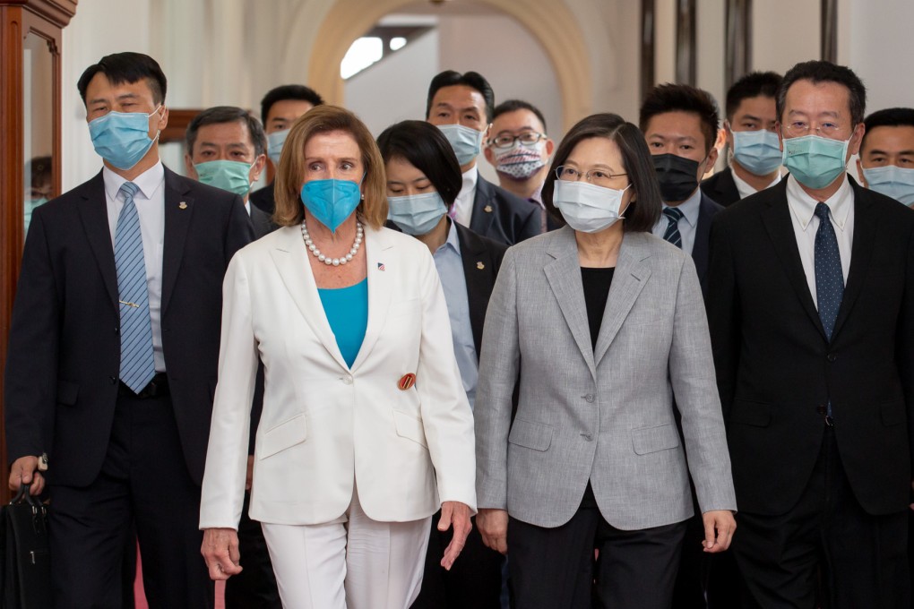 US House Speaker Nancy Pelosi and Taiwan’s President Tsai Ing-wen head to a joint meeting at the Presidential Palace in Taipei City. Photo: Taiwan Presidential Palace via ZUMA press wire/dpa