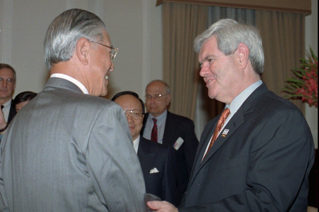 Newt Gingrich pictured with Taiwan’s late president Lee Teng-hui in 1997. Photo: AP