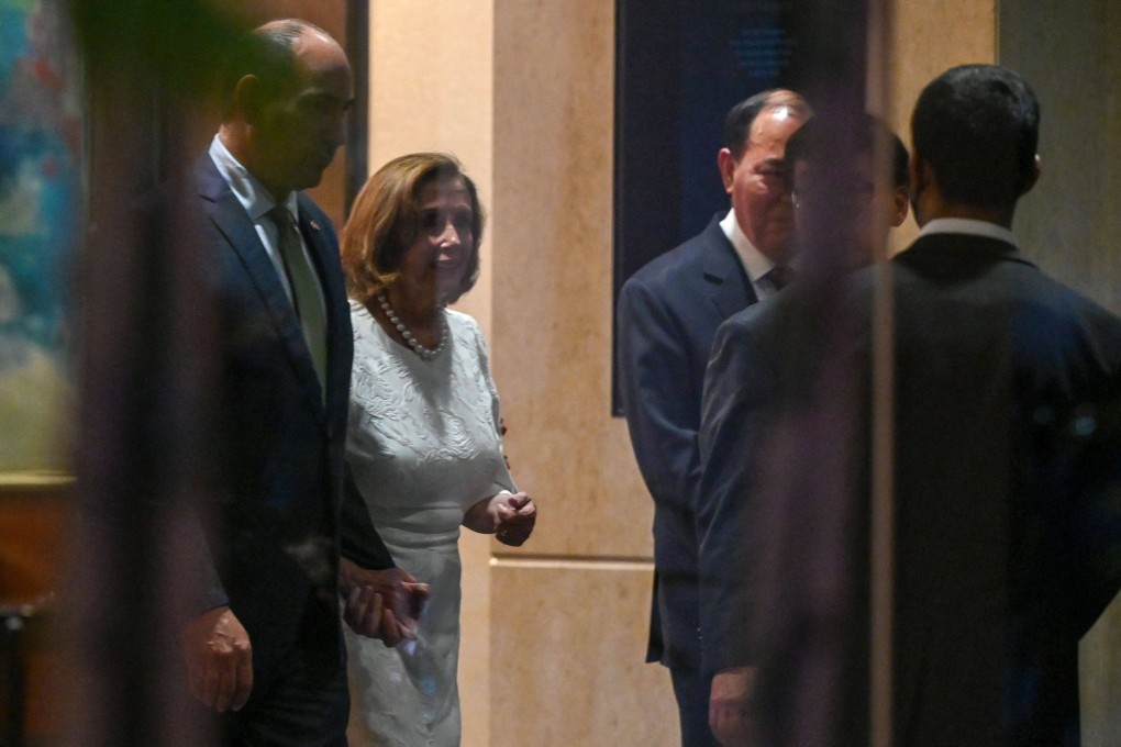 Speaker of the US House of Representatives Nancy Pelosi leaves after attending a reception organised by the American Chamber of Commerce in Singapore on August 1. Photo: AFP