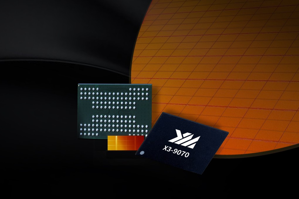 A flash memory chip produced by Yangtze Memory Technologies Co. Photo: Handout
