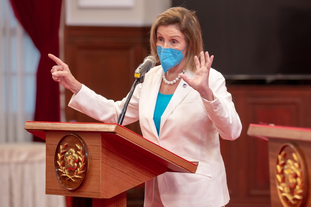 US House Speaker Nancy Pelosi is seen during a meeting with Taiwan’s President Tsai Ing-wen in Taipei on Wednesday. Photo: Taiwan Presidential Palace/DPA