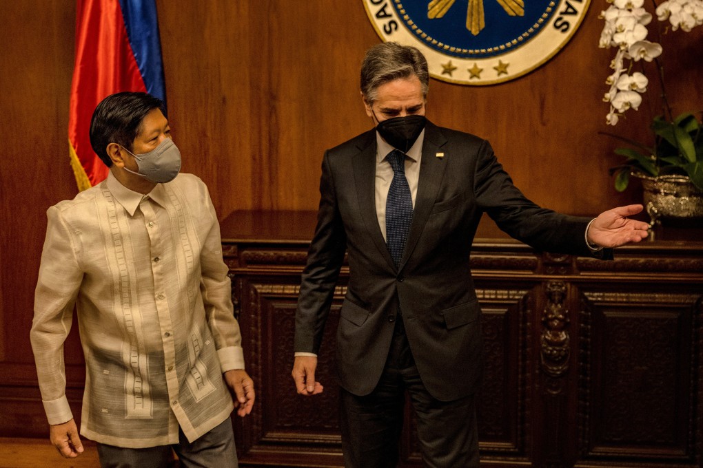 Philippine President Ferdinand Marcos Jnr (left) and US Secretary of State Antony Blinken during their meeting in Manila on Saturday. Photo: Reuters