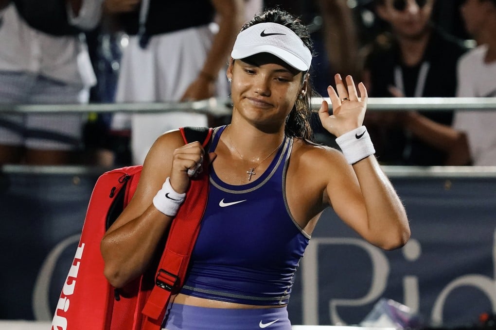 Emma Raducanu waves to the crowd after losing to Ludmilla Samsonova at the Citi Open. Photo: EPA-EFE