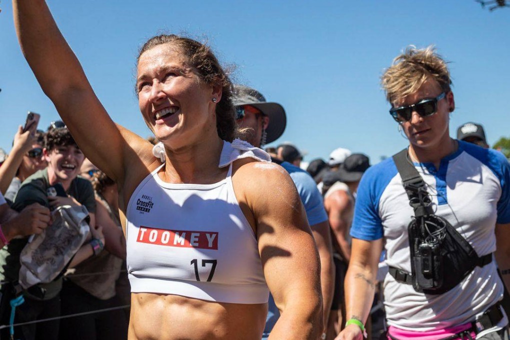 Tia-Clair Toomey waves to the fans at the 2022 CrossFit Games on day 3. Photo: CrossFit Games