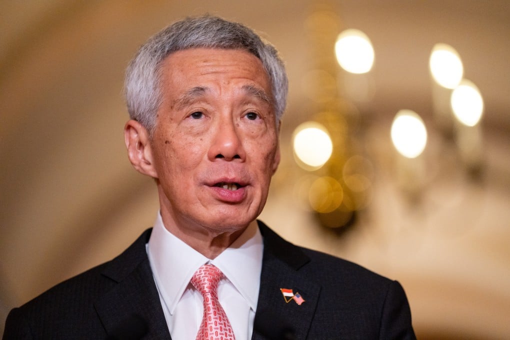 Singapore Prime Minister Lee Hsien Loong, who was delivering a televised speech ahead of the country’s 57th National Day on August 9, pointed to the geopolitical challenges facing the city state. Photo: Bloomberg