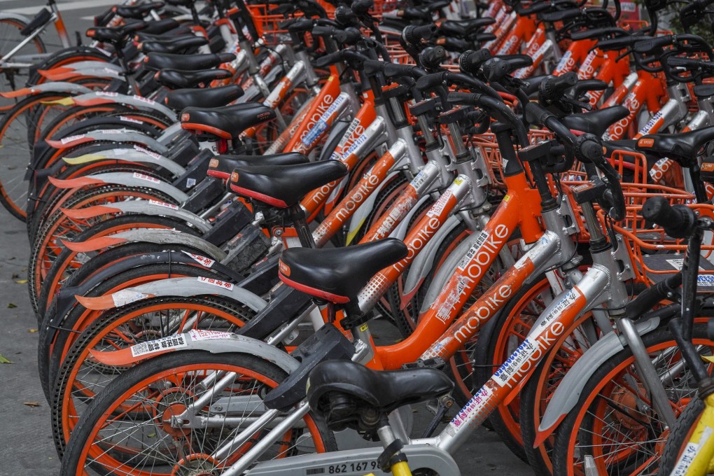 Bike-sharing bicycles are parked on the street in the Futian district of Shenzhen in this photo dated March 19, 2019. Photo:  SCMP / Roy Issa